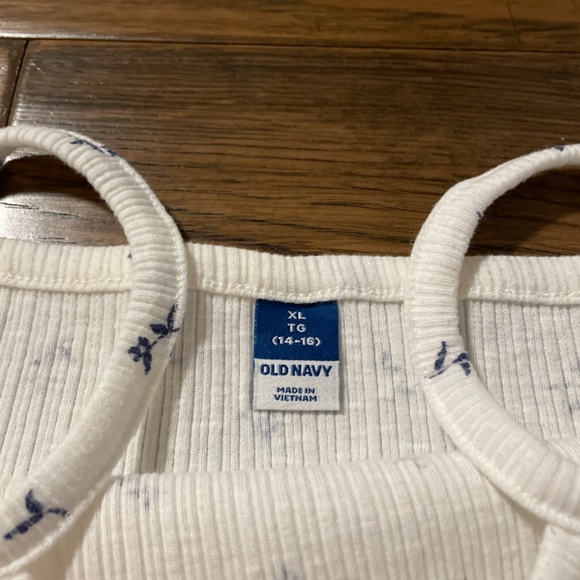 Old Navy kids tank top ribbed blue floral print size XL 14-16 - Picture 4 of 9